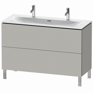 DU WTU L-Cube boden.,704x1220x481mm 2Auszüge, betongrau matt ES Nussb