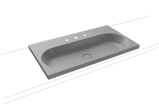 Kaldewei Aufsatz-Waschtisch CENTRO 3056 90x50cm, 3 Hahnl., P-E, cool grey30
