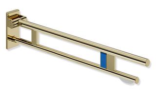 HEWI Stützklappgriff System 900 PVD Duo Halt. + Fk-Spülausl., li, 762mm, MS gl