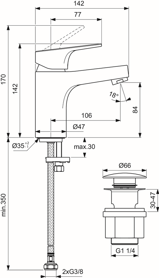 Artikelbild 8 des Artikels „IS WT-EHM H80-Push Op. Vtl. Cerabase Ausladung 106mm, chrom chrom“