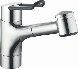 KWC Spültisch-Einhebelmischer VITA PRO Ausl. 230mm, vc, Brause, Hebel kurz