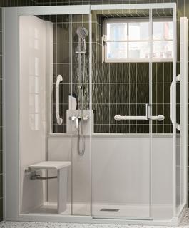 Kinedo KMagic Royal Plus F100x80 Ecke Mix Schiebetür EHM 3HGriff Ksitz Kglas