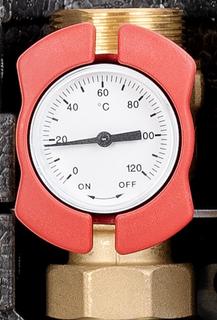 Tuxhorn Kugelhahn tubra DN 25, Vorlauf, mit SKB, Griff rot