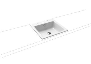 Kaldewei Einbau-Waschtisch PURO 3150 46x46cm, 3 Hahnl., sw, Perl-Effekt, weiß