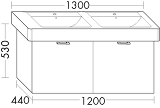 Burgbad Waschtischunterschrank sys30 120 x 53 x 44 cm, 2 Auszüge