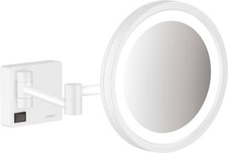 hansgrohe Rasierspiegel AddStoris mit LED, Wandmontage, mattweiß