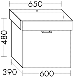 Burgbad Waschtischunterschrank sys30 60x48x39cm, Diago, 1 Auszug