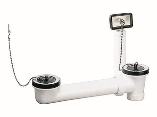 Dallmer Ab-/Überlauf-Set 024 U, Doppelspüle, 2 Ketten, 1 1/2"