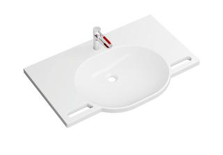 HEWI Mineralguss-Waschtischset 950 85x55cm, we, m Einhebelmischer, maigrün