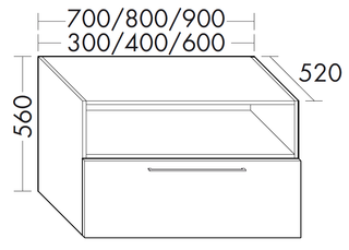 FORMAT Design Unterschrank WVWB 300x560x520mm, 1 Fach/1 A, Ei Dek. Mer