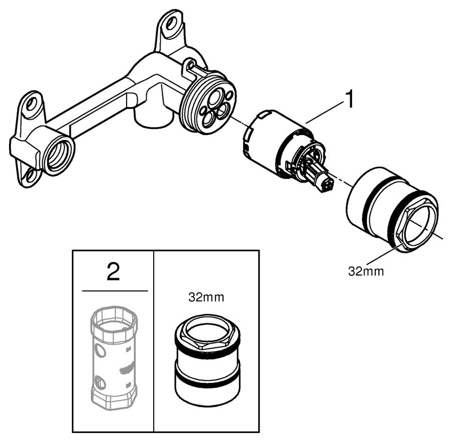 Artikelbild 4 des Artikels „GROHE Universal-Einbaukörper Waschtisch-2-Loch-Wandarmatur für Waschtisch-2-Loch-Wandarmatur“