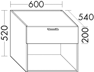 Burgbad Unterschrank sys30 60x52x54cm, Ech, 1 Lade, 1 offenes Fach