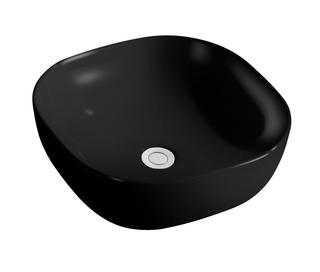 AQVAZONE Aufs.-WT AQVA CERAMICA SlimRim 420x420x140mm, o. Überlauf, mattschwarz