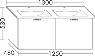 Burgbad Waschtischunterschrank Diago 125x52x48cm, Tr. RAL-F. Ultram., 2 Ausz.