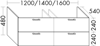 Burgbad Waschtischunterschrank sys30 120x48x54cm, Diago, 2 Schubladen/Auszüge