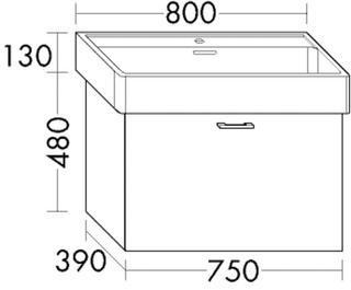 Burgbad Waschtischunterschrank Diago 75x48x39cm, Weiß Matt, 1 Auszug