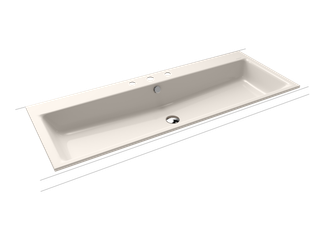 Kaldewei Einbau-Waschtisch PURO 3169 120x46, 3 Hahnl., sw, P-E, pergamon