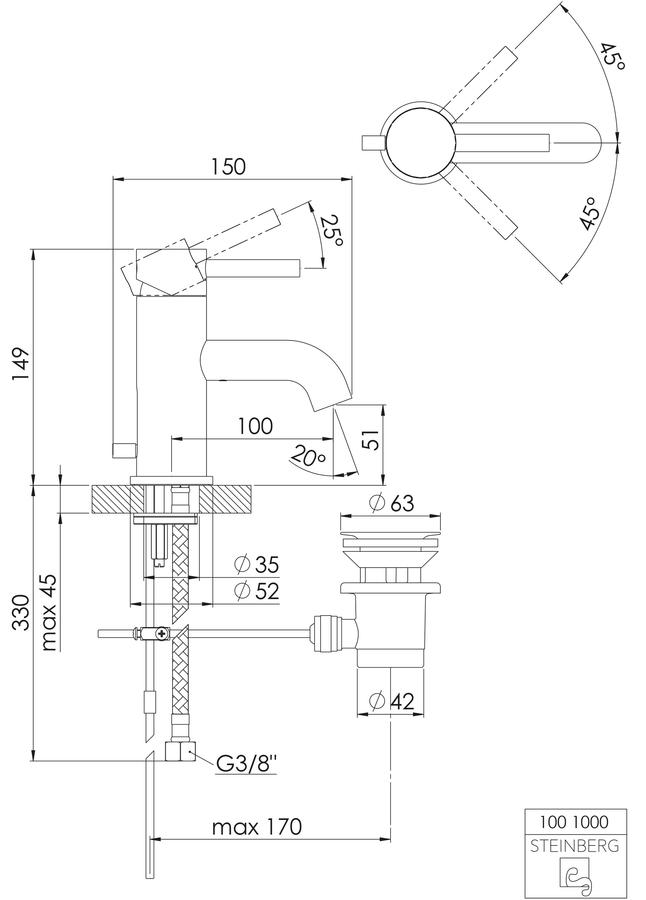 Artikelbild 2 des Artikels „Steinberg WT-Einhebelmischer Serie 100 Ausl. 100mm, m Abl.garn 1 1/4