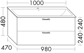 Burgbad Waschtischunterschrank sys30 98x48x47cm, Sana, 1 Schublade/1 Auszug