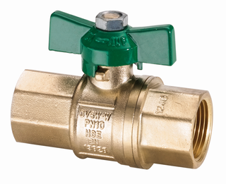 HS Trinkwasser-Kugelhahn UNIWATER 1447 3/8", mit Flügelgriff grün, Messing