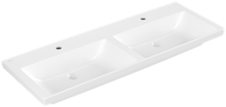 V&B Schrank-Doppelwaschtisch Subway 3.0 130x47,5cm, eck., m je 1 HL/o ÜL, weiß