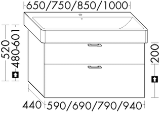 Burgbad WT-Unterschrank Ren Plan sys30 94x52x44cm, PG1, 1 Schublade, 1 Auszug