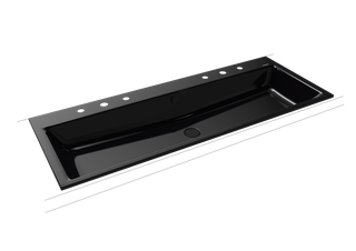 Kaldewei Einbauwaschtisch PURO 3169-D 120x46cm, 2x3 HL, sw ma, P-E, schwarz