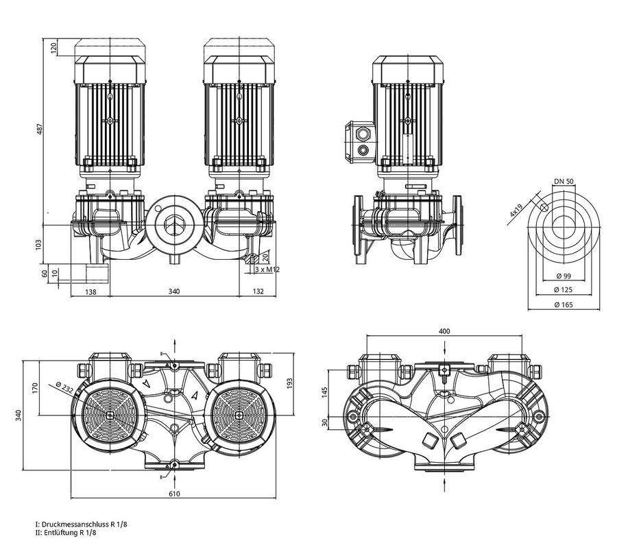 Artikelbild 3 des Artikels „Wilo Trockenläufer-Standard-Doppelpumpe VeroTwin-DPL50/155-7,5/2-S1,DN50,7.5kW “