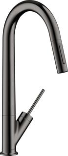 hansgrohe SPT-EHM 270 Axor Starck EcoSm. mit Ausziehbrause, polished black chrome