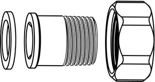 Heimeier Anschlussverschraubung DN 40, m Sch-Np R 1 1/2, AG, fl dich, MS