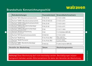 Walraven Kennzeichnungsschild PACIFYRE f Wände und Decken, beidseitig bedruckt