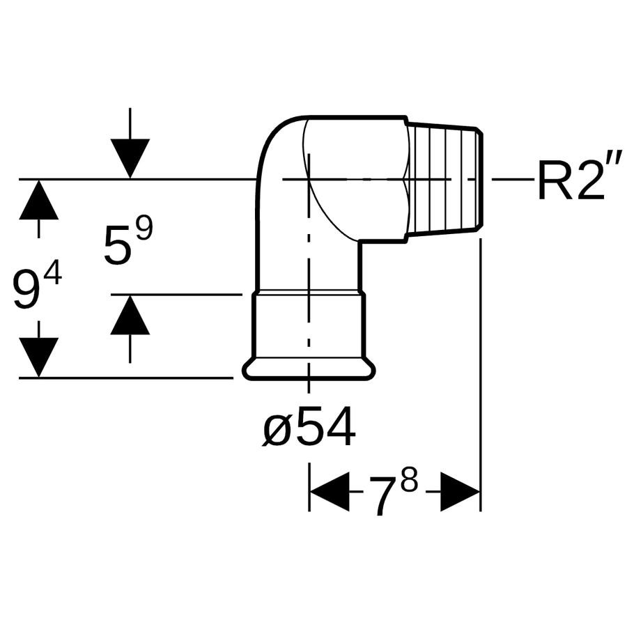 Artikelbild 3 des Artikels „Geberit Übergangswinkel Mapress d 54mmxR 2, labs-f, 90G, m AG, Edelstahl Ø 54 mm x R 2, LABS-frei“