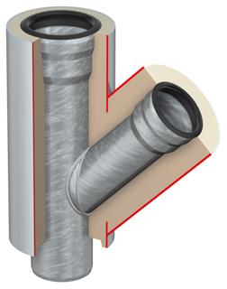 ACO Verbund-Reduzier-Einfachabzweig GM-X DN 200, DN 150, 87Grad, verzinkt