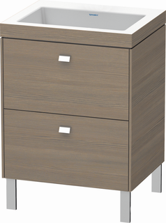 Duravit Waschtischunterschrankset Brioso 60x48cm, chr/Eiche terra, ohne Hahnloch