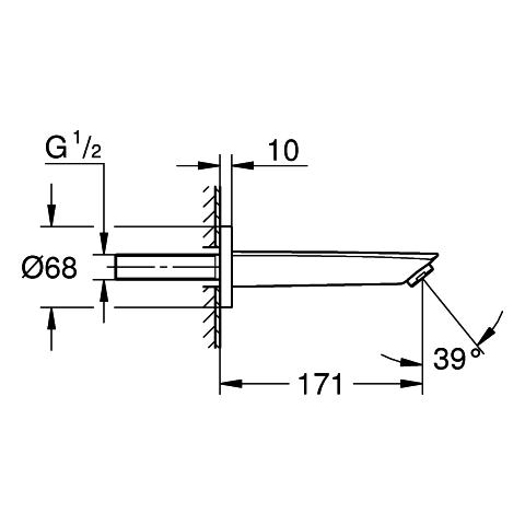 Artikelbild 3 des Artikels „GROHE Wanneneinlauf Eurosmart Ausladung 17,1cm, Wandmontage, chrom chrom“