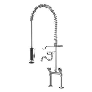 KWC Spültisch-Zweigriff-Armatur GASTRO A 180mm, vc, Schwenka. 180G, Br., AD 153