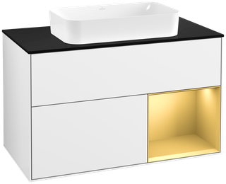 V&B Waschtisch-Unterschrank Finion 100x60,3 cm, Reg re gol m, glo wh. Lac