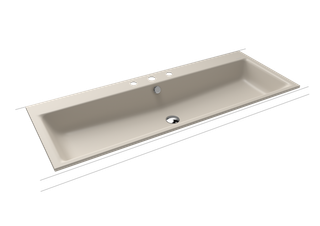 Kaldewei Einbau-Waschtisch PURO 3169 120x46, 3 Hahnl., P-E, warm grey10