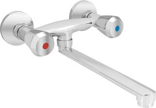 ASW Wand-Spültisch-Zweigriff-Armatur DN 15, schw 250mm, MS vc, Acr.griff. kl