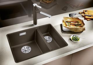 Blanco Beck. SUBLINE 340/160-F SILGRANIT 55,2x42,7cm, w, Beck. L, o. Abl-Fernbed.