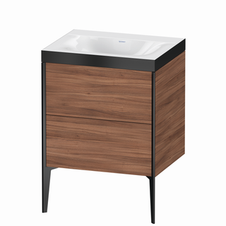 DU WTU XViu/Viu, 2 Ausz 610x600x480mm o.HL,schw. m/nussb. natur,Ra.B2 ES Nussb