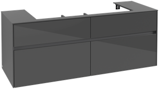 V&B Waschtischunterschrank Collaro 140x54,8x50cm, WT mittig, glossy grey