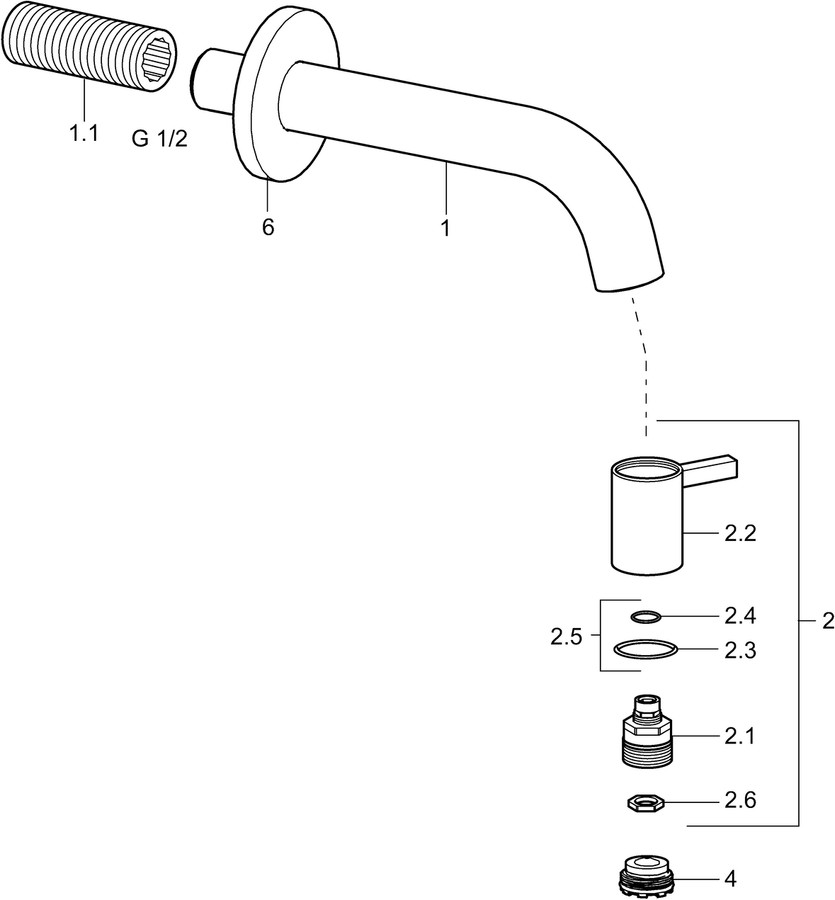 Artikelbild 5 des Artikels „Hansa WT-Wandauslaufv. HANSANOVA Style Ausladung 107mm, chrom Ausladung 107 mm | chrom“