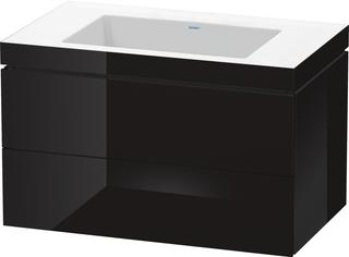 Duravit WT-Unterschrank c-bonded L-Cube 80x48cm, o HL, sw hgl, 2 Schub., wandh
