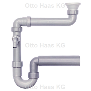 HAAS Spülen-Ablaufadapter 1 1/2", mit Raumsparsiphon DN 50, grau