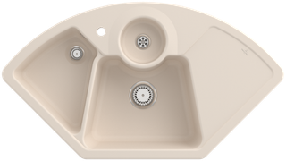 V&B Eckspüle Solo Eck m Abl.garn, Hand., ivory CeramicPlus