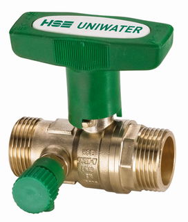 HS TW-Syst.-Kugelhahn UNIWATER 1438 1/2", m ISO-T Gr. gr, Entleer., Messing