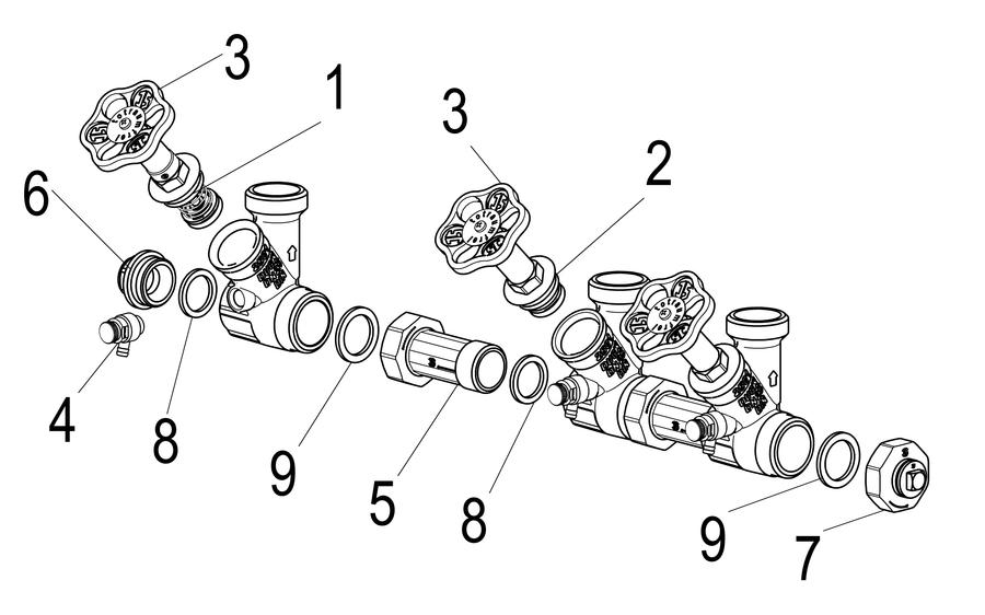 Artikelbild 2 des Artikels „Schlösser ATV-Verteiler 6-fa, DN 25, G 1x1 1/4, nichtst. Spindel 6-fach | DN 25, G 1 x 1 1/4“