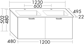 Burgbad Keramik-DWT-Set sys30 123x50,2x49,5cm, 2 Ausz., WT Bel, Echo