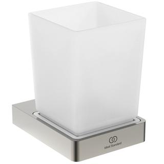 IS Zahnputzbecher Conca Cube matt, eckig, silver storm
